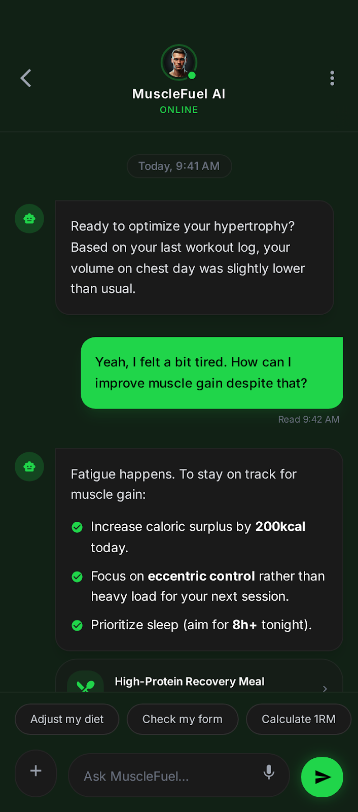 AI Coach chat interface